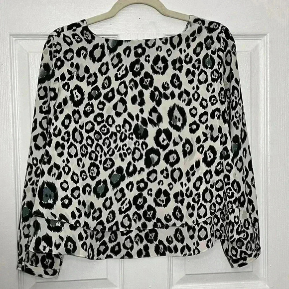 ZARA BASIC Gray Animal Print Layered long sleeve Top  | size XSMALL - Picture 7 of 7